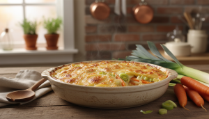 découvrez notre recette facile et dorée de gratin fondant aux pommes de terre, poireaux et carottes, parfaite pour des repas quotidiens savoureux et réconfortants.