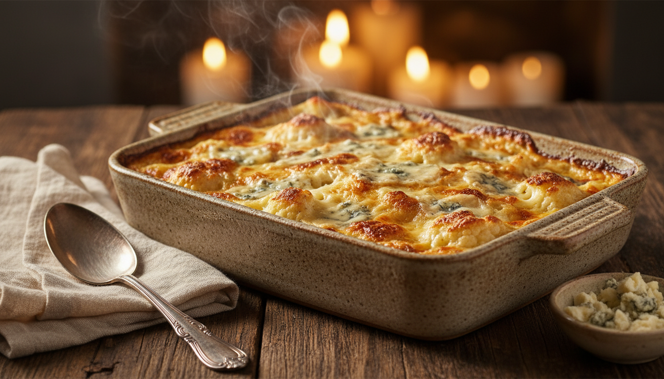 découvrez notre gratin réconfortant de chou-fleur au fromage bleu, parfait pour réchauffer vos soirées fraîches avec une recette savoureuse et facile à préparer.