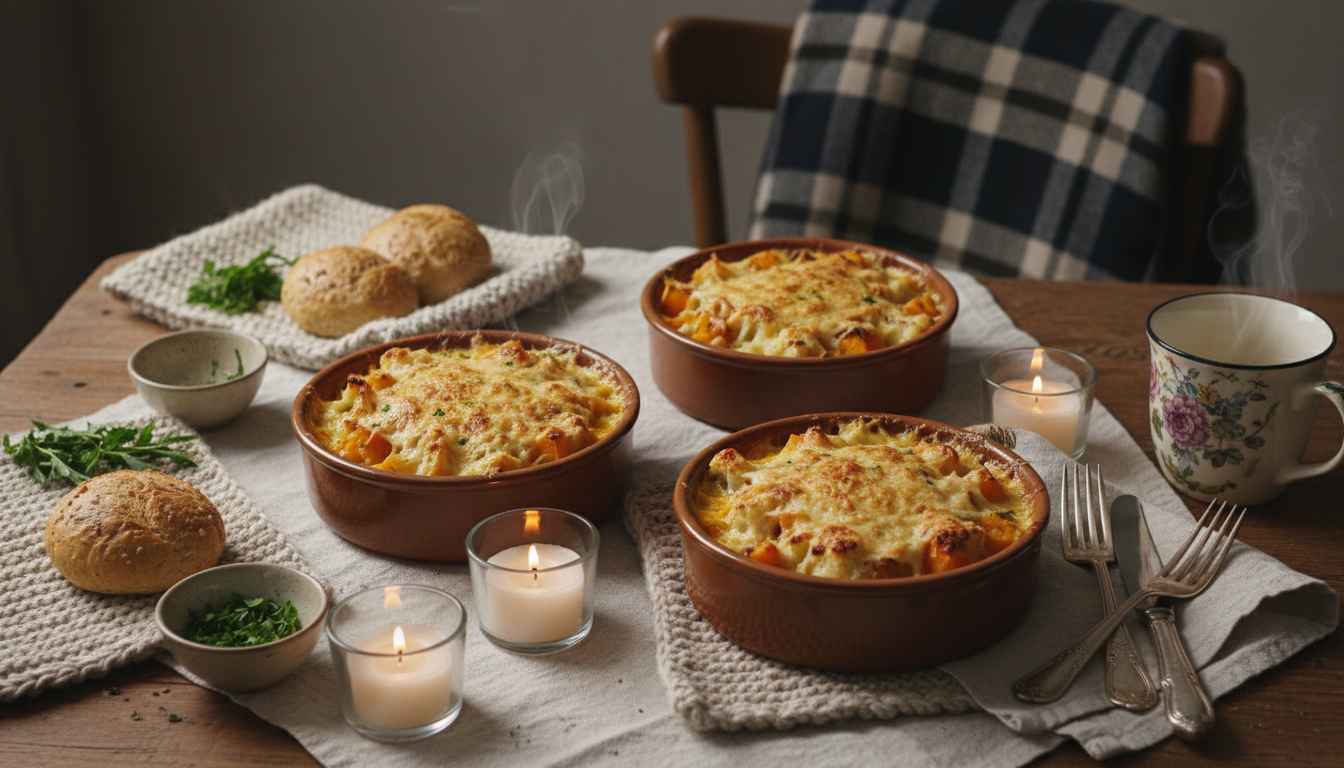 découvrez notre gratin réconfortant de chou-fleur au fromage bleu, parfait pour réchauffer vos soirées fraîches avec une saveur riche et gourmande.