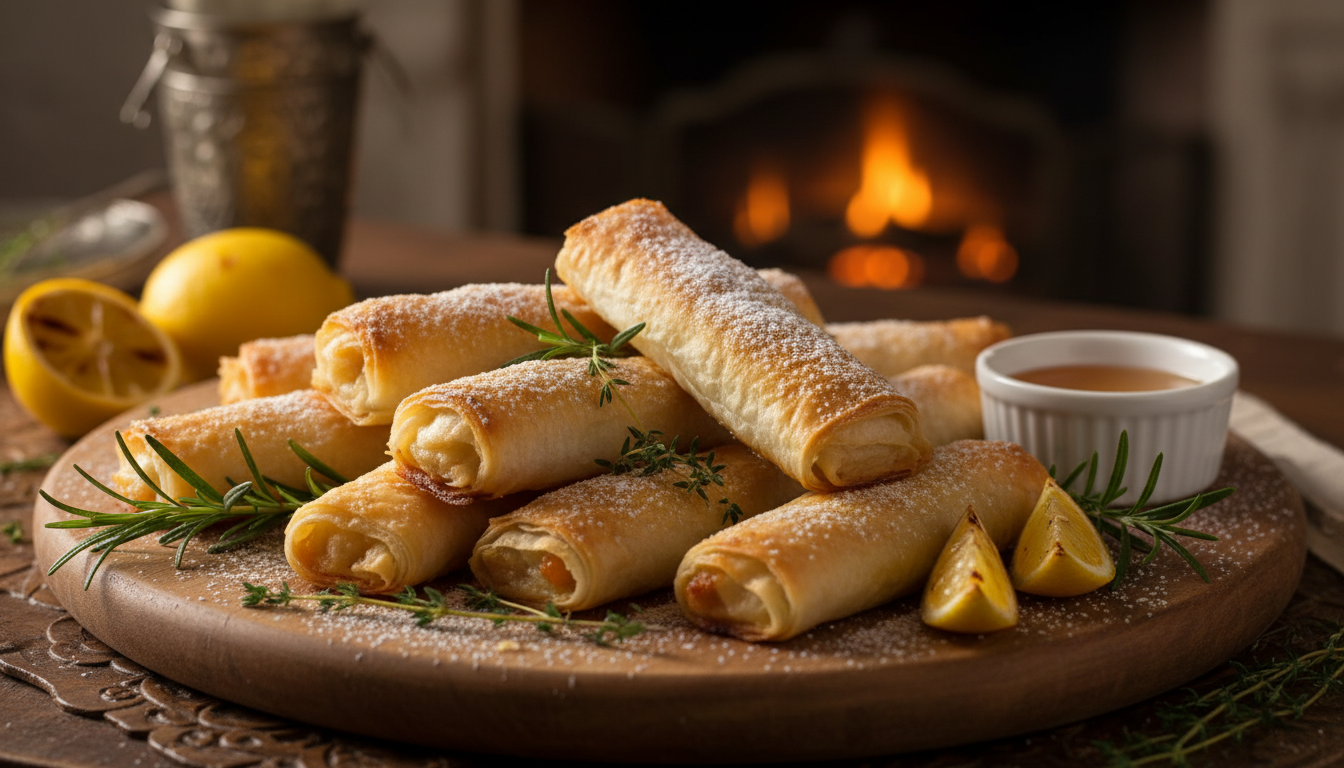 découvrez la recette express de roulés à la pâte filo croustillants, parfaits pour sublimer vos apéros de fête en seulement 15 minutes.