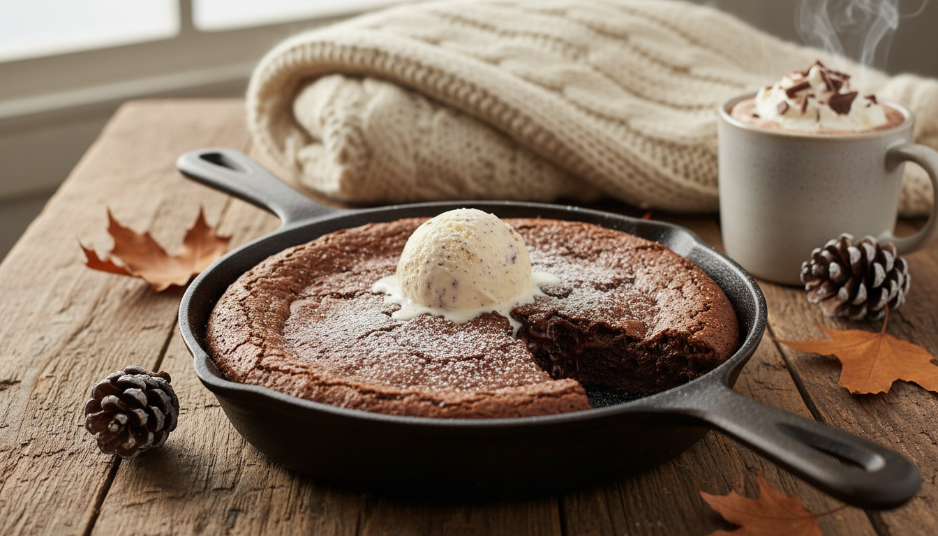 découvrez le brownie rustique à la poêle, une gourmandise chaleureuse parfaite pour réchauffer vos soirées d'hiver et séduire vos papilles avec sa richesse et son moelleux incomparable.