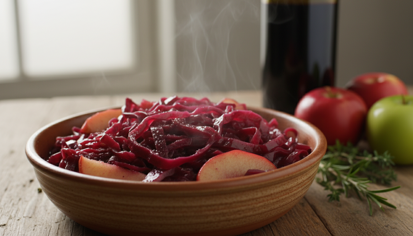 découvrez notre recette de mijoté de chou rouge à la pomme et vin rouge, une préparation délicieusement légère et équilibrée parfaite pour un repas savoureux et sain.