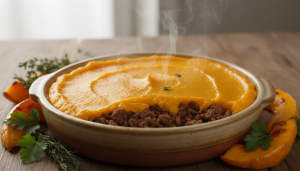 découvrez notre recette de parmentier léger alliant la douceur du potiron fondant à la saveur gourmande du steak haché, pour un plat express et équilibré.