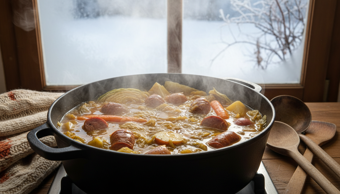 découvrez notre recette authentique de potée de chou mijotée lentement, parfaite pour réchauffer vos soirées d'hiver glaciales avec des saveurs riches et réconfortantes.