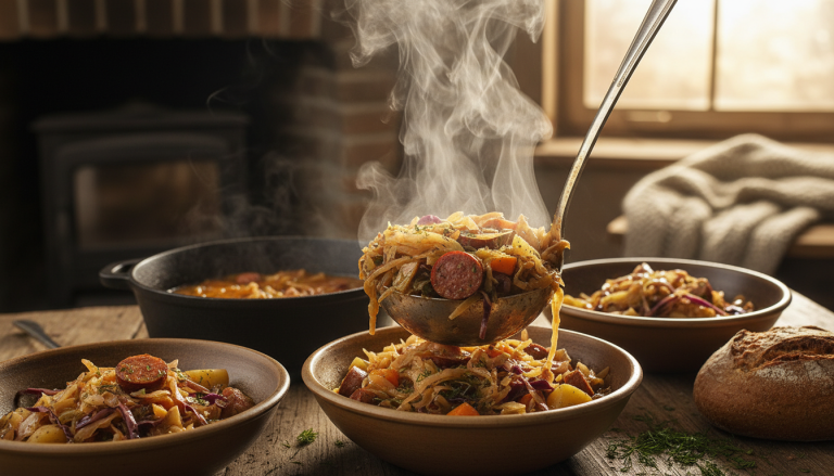 découvrez notre recette de potée de chou mijotée lentement, parfaite pour réchauffer vos soirées d'hiver glaciales avec un plat traditionnel et savoureux.