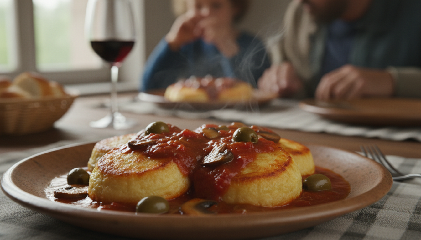 découvrez la recette des quenelles dorées au four, nappées d'une sauce tortue savoureuse aux olives et champignons, un plat familial moelleux et réconfortant à partager.