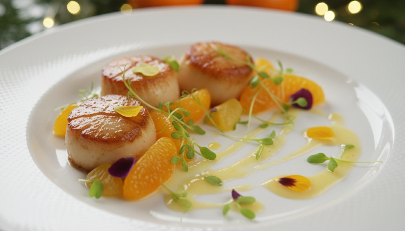 découvrez la recette parfaite pour vos fêtes : saint-jacques et clémentines, une alliance gourmande et raffinée qui sublimera votre entrée.
