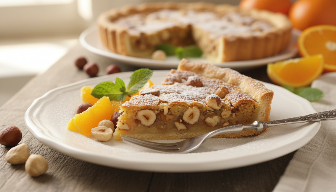 découvrez la tarte gourmande à la crème de noisettes et orange, une alliance surprenante qui ravira les passionnés de douceurs avec son goût unique et délicat.