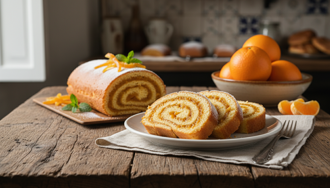 découvrez la torta de l'orange, un gâteau roulé portugais moelleux et délicieux, facile à préparer en seulement 15 minutes pour un dessert rapide et savoureux.