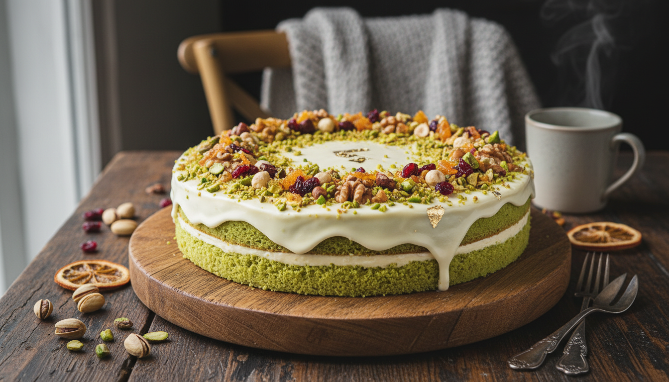 découvrez notre recette de cake d’hiver irrésistible, alliant pistache fondante et fruits secs croquants, avec une astuce de cuisson pour un goûter mémorable et réconfortant.