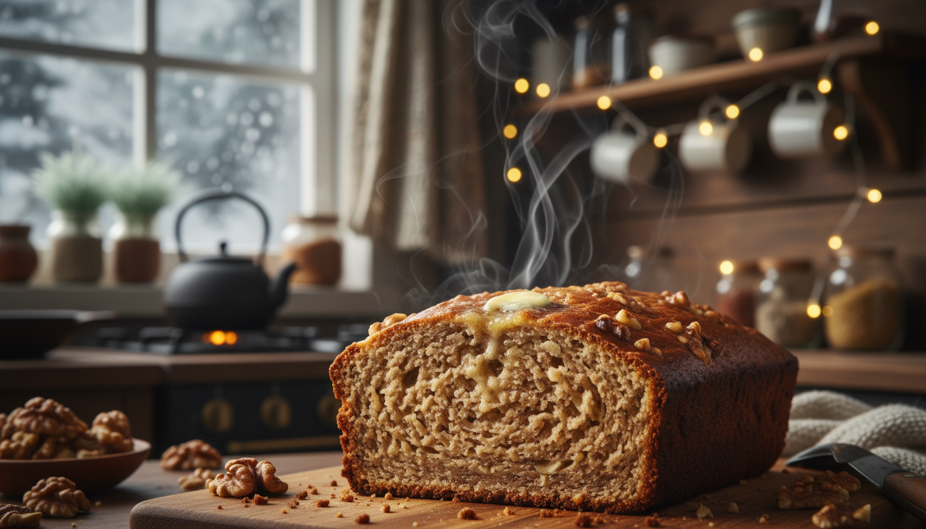 découvrez un gâteau à la banane moelleux et réconfortant, parfait pour réchauffer vos journées d'hiver avec ses saveurs sucrées et son tendre moment de douceur.