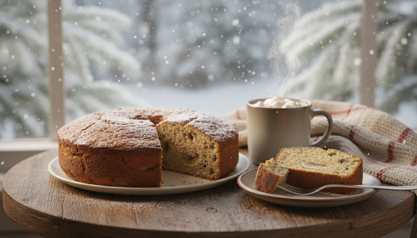 découvrez un gâteau à la banane moelleux, parfait pour réchauffer les journées d'hiver avec ses parfums sucrés et offrir un tendre moment de réconfort.