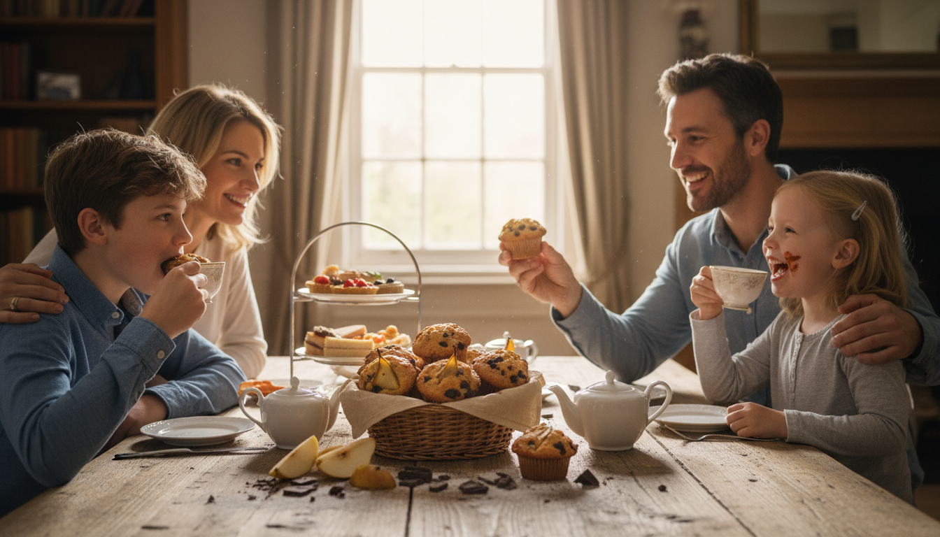 découvrez notre muffin poire-chocolat noir maison, moelleux et parfumé, pour une gourmandise généreuse et irrésistible dès la première bouchée.