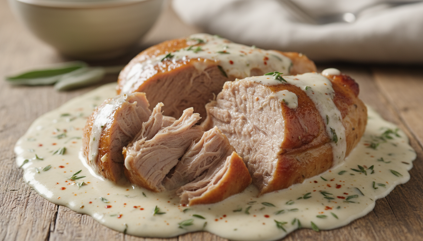 découvrez la tendresse irrésistible d'un rôti de porc mijoté au lait, une recette savoureuse à déguster à la cuillère pour un moment gourmand et réconfortant.