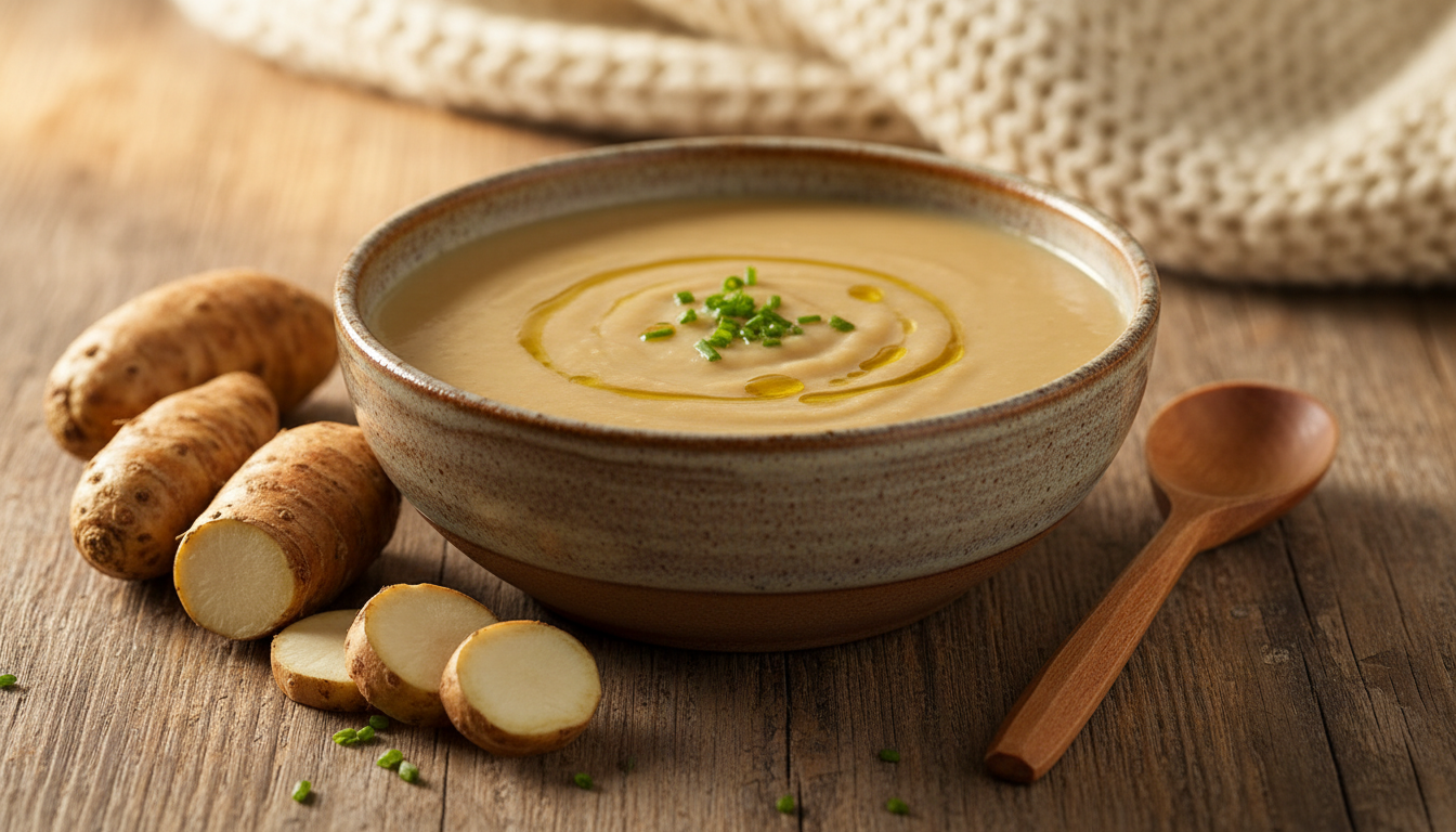 découvrez notre velouté onctueux de topinambours, une recette réconfortante idéale pour réchauffer vos soirées d'hiver avec douceur et convivialité.