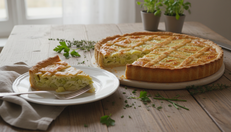 découvrez notre tarte rustique aux poireaux et comté, un plat familial savoureux qui séduit petits et grands avec ses saveurs authentiques et réconfortantes.