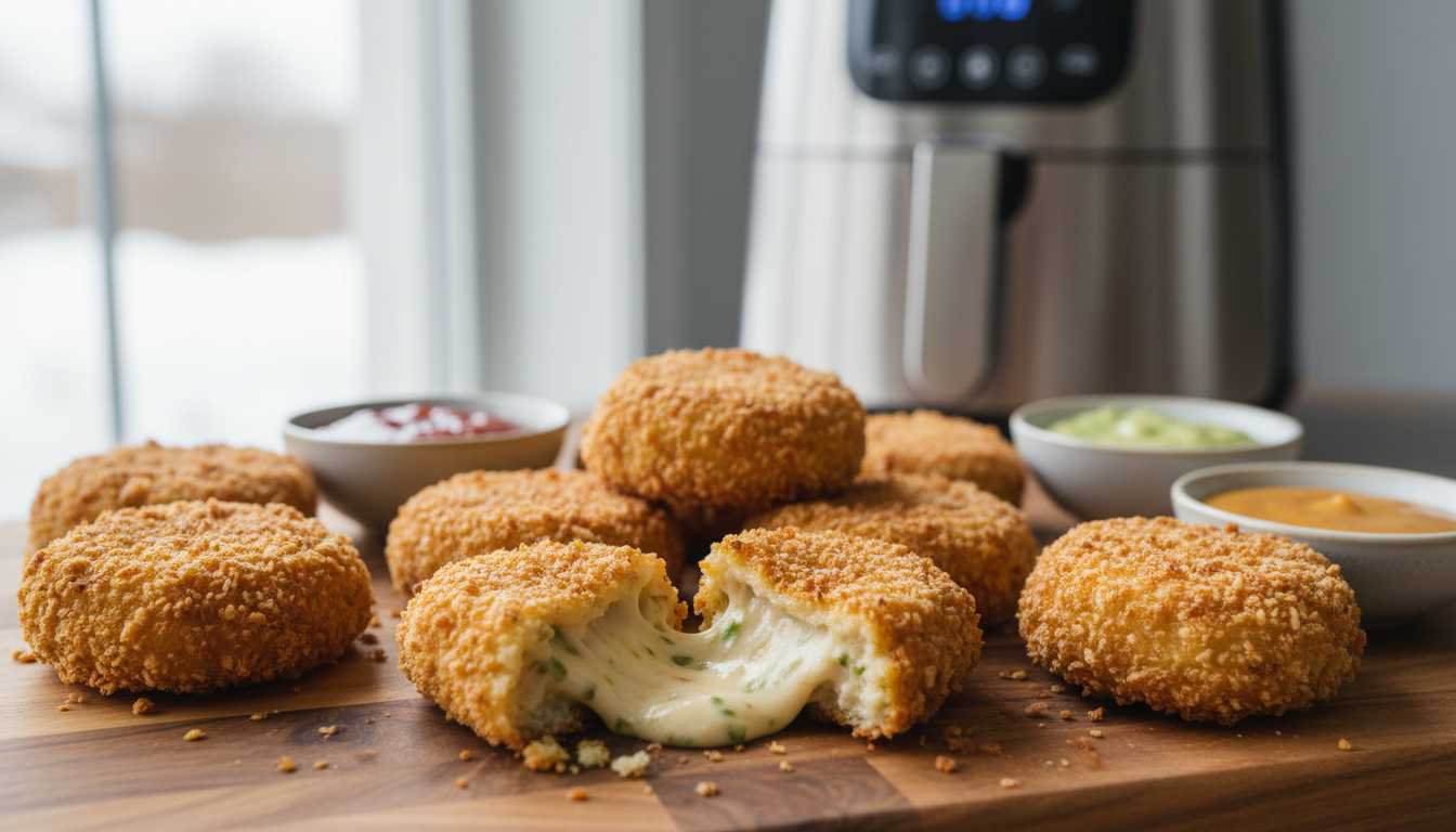 découvrez des bouchées apéritives croustillantes à l'extérieur et fondantes à l'intérieur, préparées facilement avec l'airfryer sans utiliser une goutte d'huile. une recette saine et savoureuse pour vos moments gourmands !