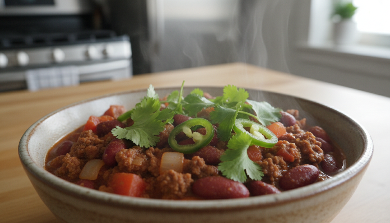 découvrez notre recette rapide et allégée de chili con carne au steak haché, idéale pour savourer des saveurs intenses sans passer des heures en cuisine.