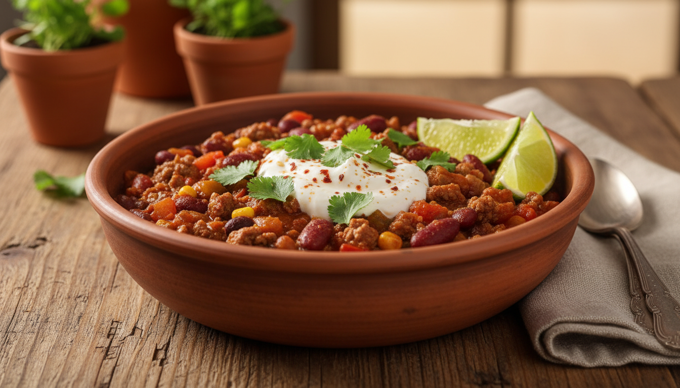 découvrez notre recette express de chili con carne allégé au steak haché, pour des saveurs intenses et généreuses en un temps record. parfait pour un repas savoureux et léger !