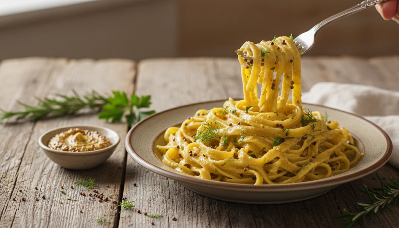 découvrez comment des pâtes à la moutarde et à la crème peuvent transformer un repas simple en un plat onctueux et riche en saveurs uniques.