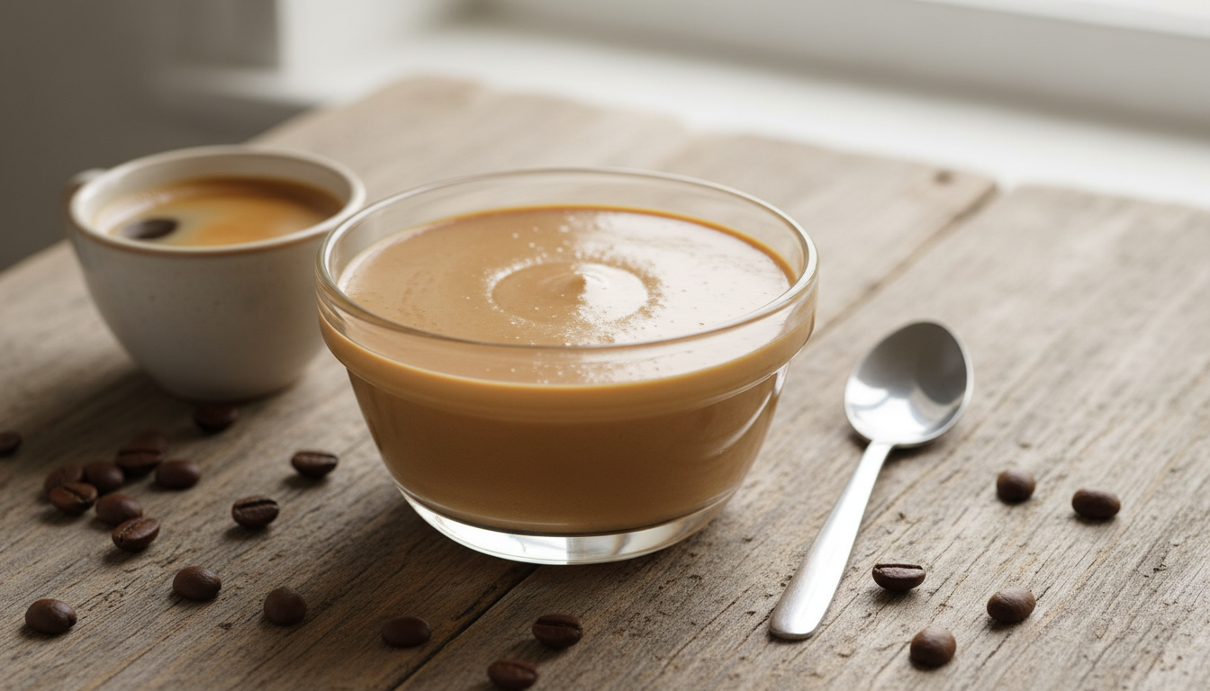 découvrez notre crème dessert au café express, une pause gourmande, fondante et veloutée, sans œufs, parfaite pour révolutionner votre goûter avec une touche de douceur et de café.