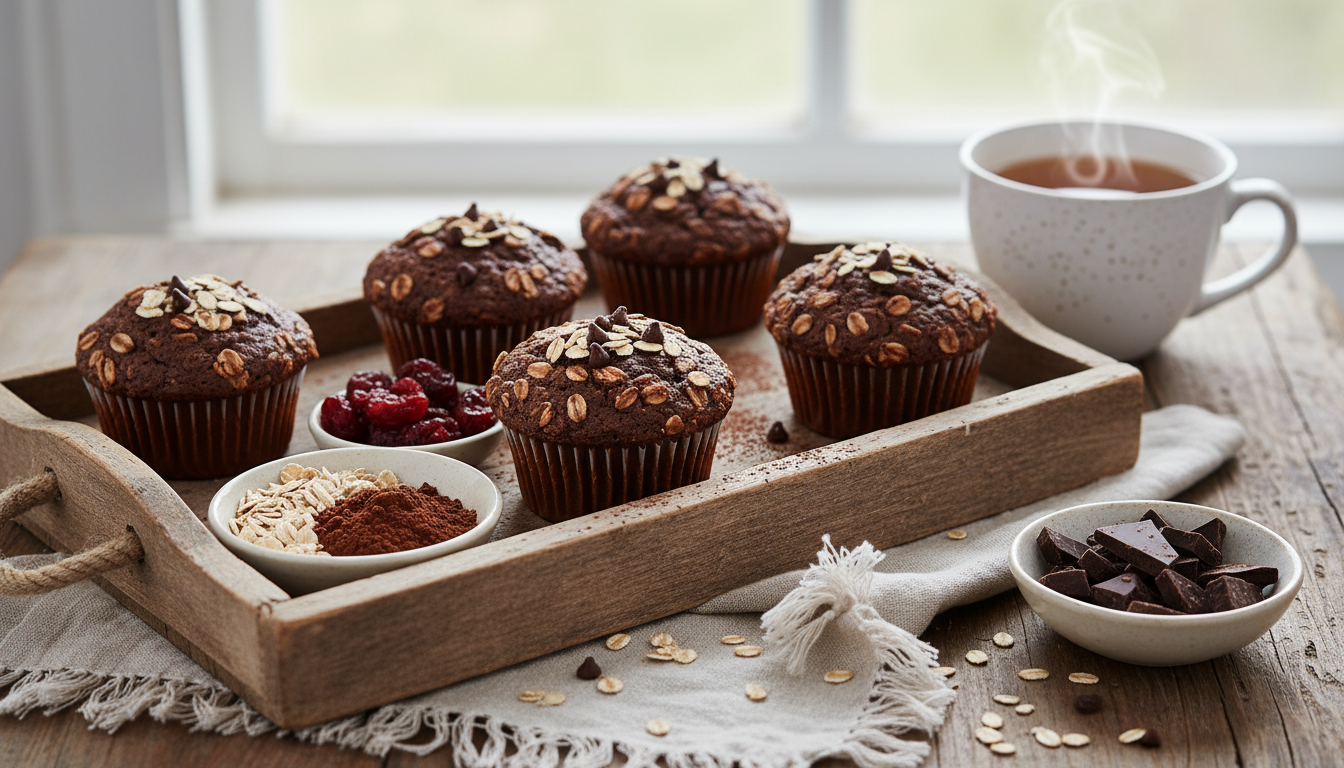 découvrez notre recette légère et gourmande de cupcakes rustiques au cacao et flocons d’avoine, parfaite pour un dessert savoureux et sain.