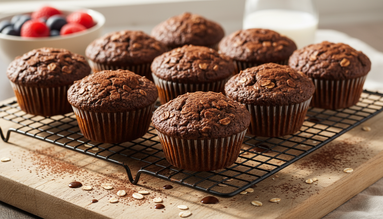 découvrez la recette légère et gourmande des cupcakes rustiques au cacao et flocons d’avoine, parfaits pour un dessert sain et savoureux.