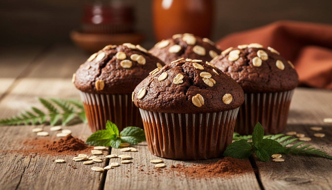 découvrez notre recette légère et gourmande de cupcakes rustiques au cacao et flocons d’avoine, parfaits pour une pause sucrée saine et savoureuse.
