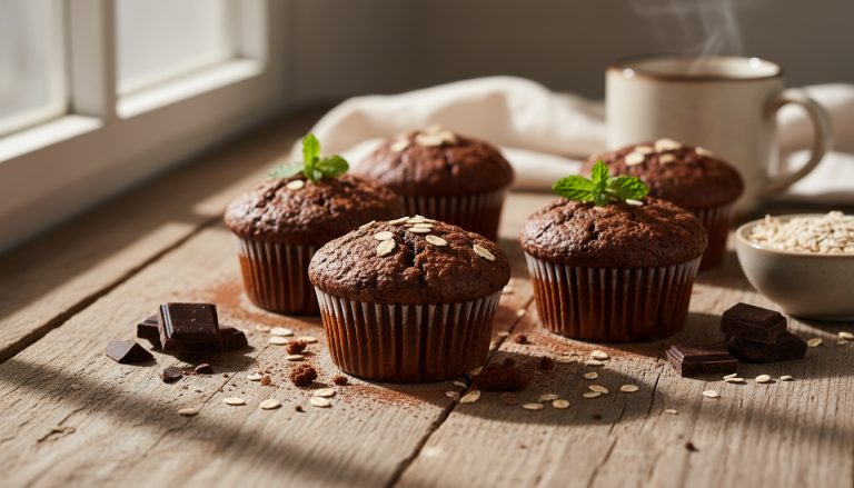 découvrez la recette légère et gourmande des cupcakes rustiques au cacao et flocons d’avoine, parfaits pour une pause sucrée saine et savoureuse.