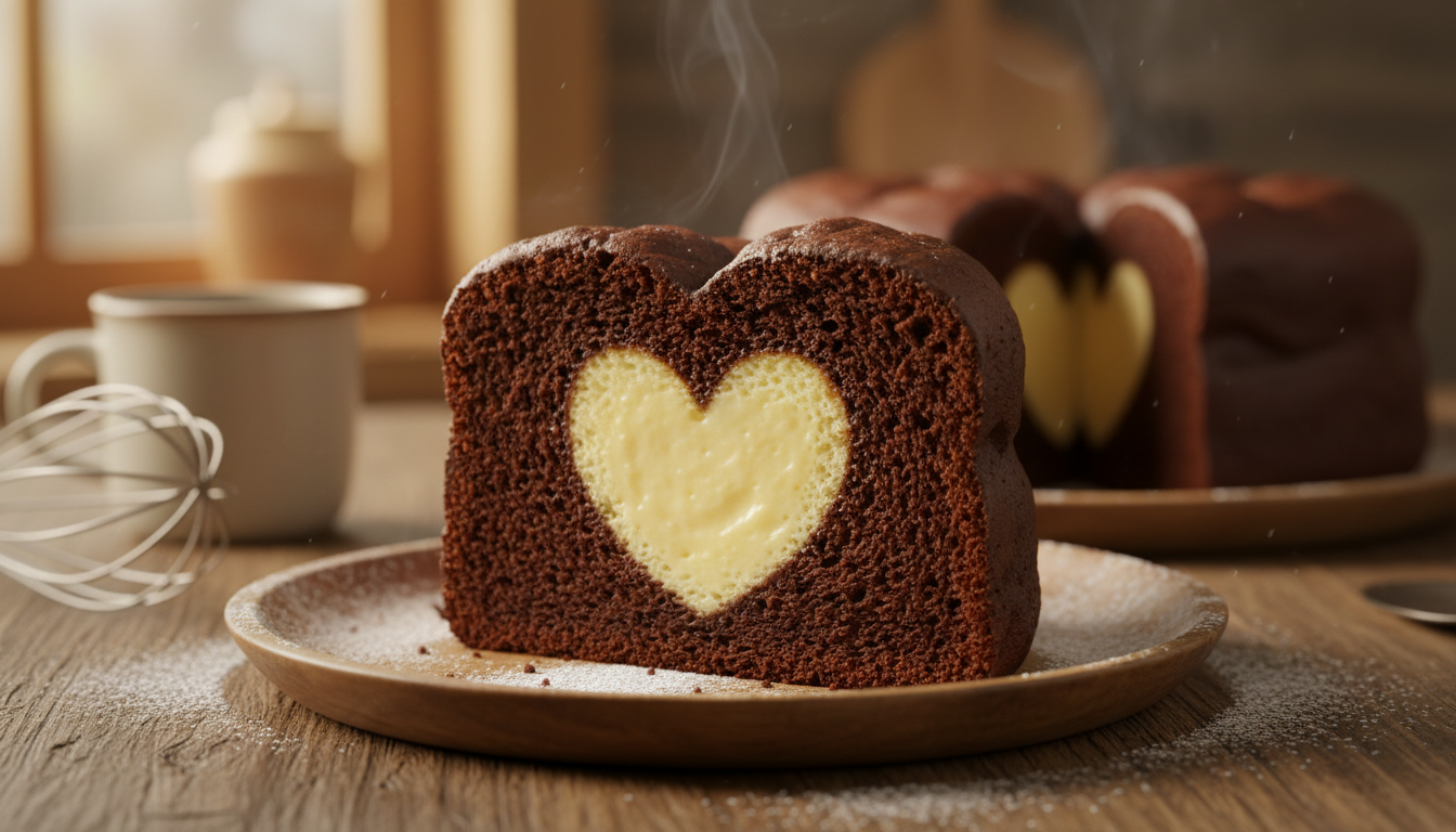 savourez chaque tranche de cake surprise avec son cœur fondant vanille-chocolat, une explosion de douceur et de réconfort à chaque bouchée.