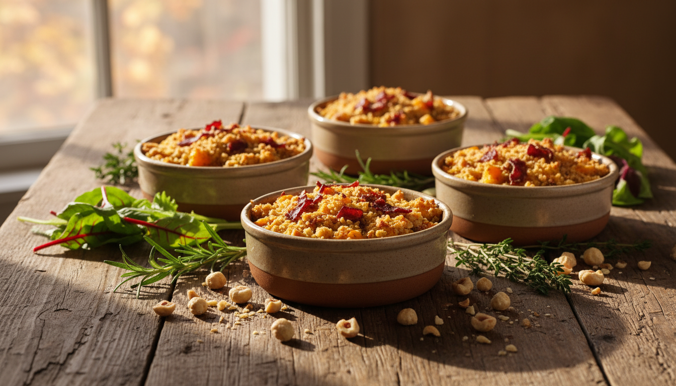 découvrez notre crumble automnal léger au potimarron et viande des grisons, une recette savoureuse et originale qui ravira vos papilles en saison froide.