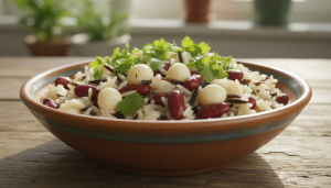 découvrez notre salade de riz colorée aux haricots rouges et perles de fromage fondant, une explosion de saveurs fraîches et équilibrées pour un repas léger et gourmand.