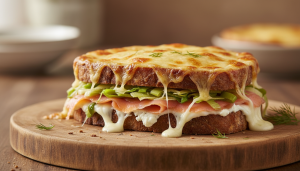 découvrez notre recette savoureuse et facile de croque-monsieur au saumon, poireau et chèvre, pour un délice croustillant à partager en toute simplicité.