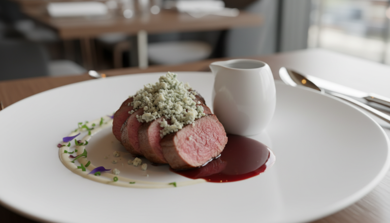 découvrez la recette savoureuse et raffinée du filet mignon de veau nappé d’un crumble au bleu, un plat délicat qui séduira vos papilles à chaque bouchée.