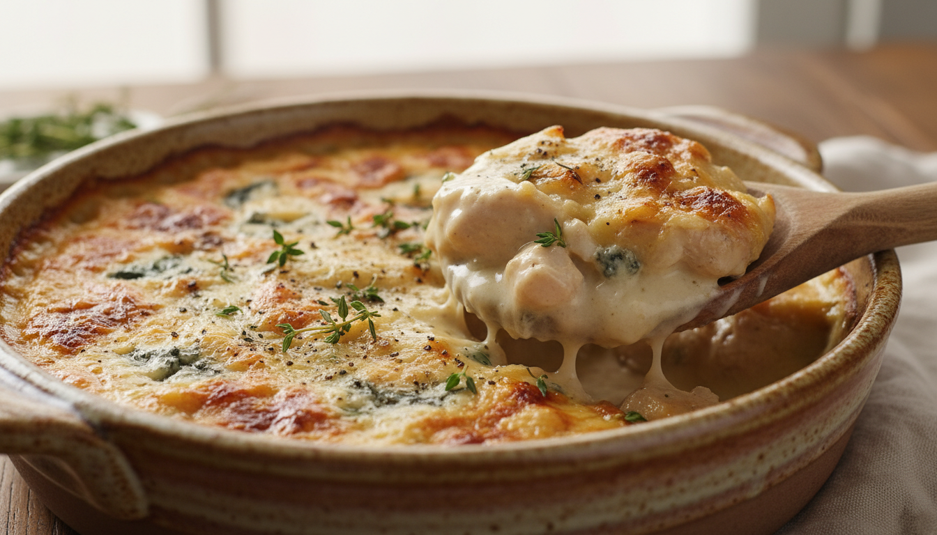 découvrez notre recette simple et gourmande de gratin au poulet et fromage bleu, un délice fondant parfait pour un repas savoureux et réconfortant.