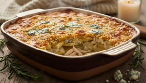 découvrez une recette simple et gourmande de gratin au poulet et fromage bleu, un délice fondant parfait pour régaler toute la famille en toute simplicité.