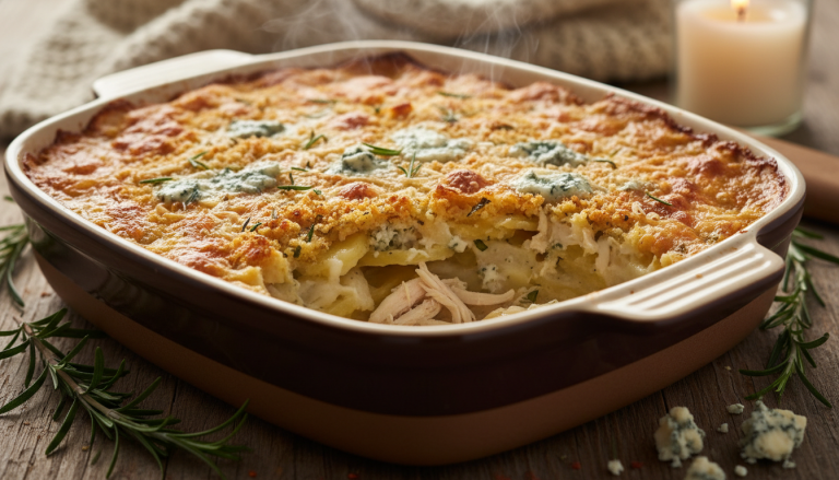 découvrez une recette simple et gourmande de gratin au poulet et fromage bleu, un délice fondant parfait pour régaler toute la famille en toute simplicité.