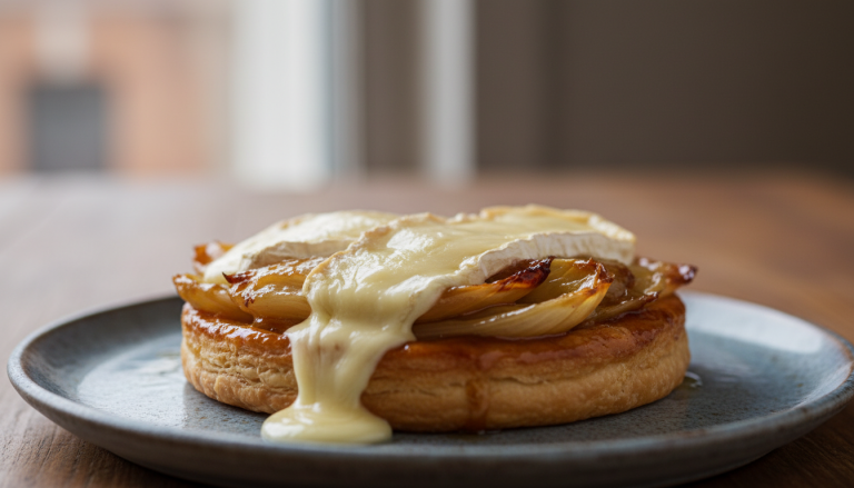 découvrez la délicieuse tatin d’endives fondantes au camembert onctueux, un délice renversé alliant douceur et saveurs riches pour un plat réconfortant et original.