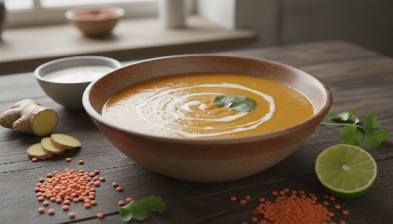 découvrez une délicieuse recette simple de velouté onctueux aux lentilles corail et lait de coco, parfaite pour un repas sain et réconfortant.