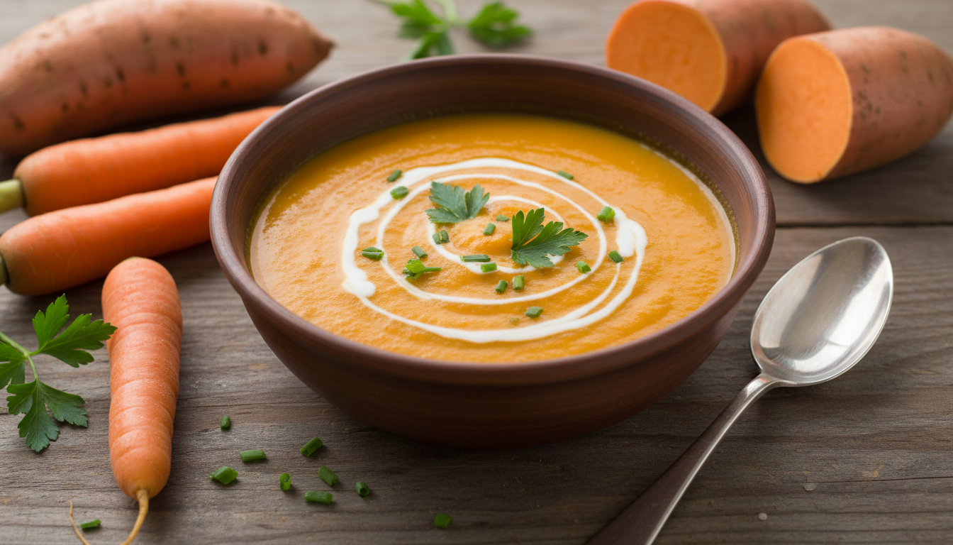 découvrez une recette simple et savoureuse de soupe légère aux carottes et patates douces, parfaite pour un repas sain et réconfortant.