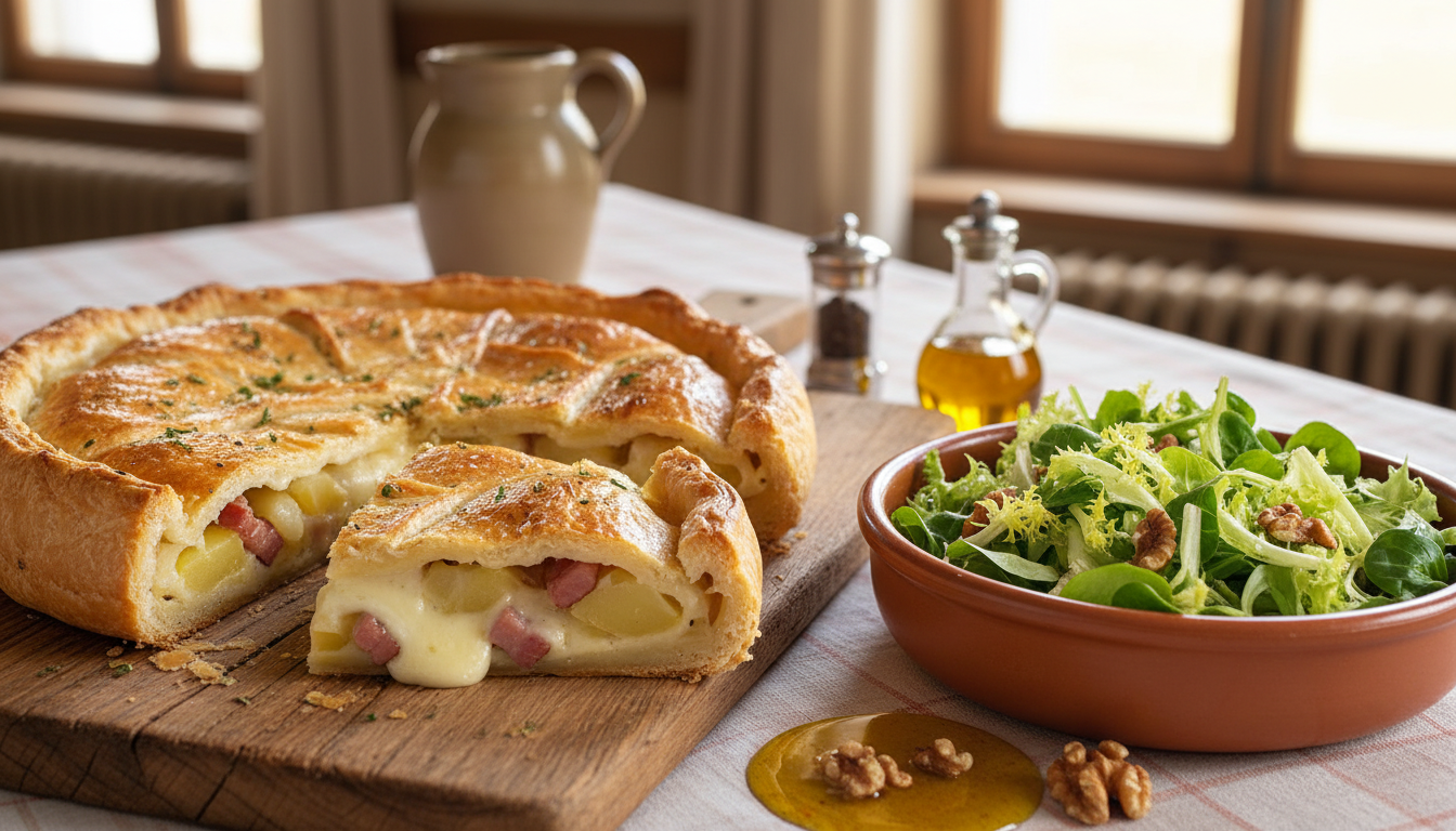 découvrez notre recette savoyarde de tourte fondante au cœur de reblochon, un plat délicieux et authentique à déguster sans modération.