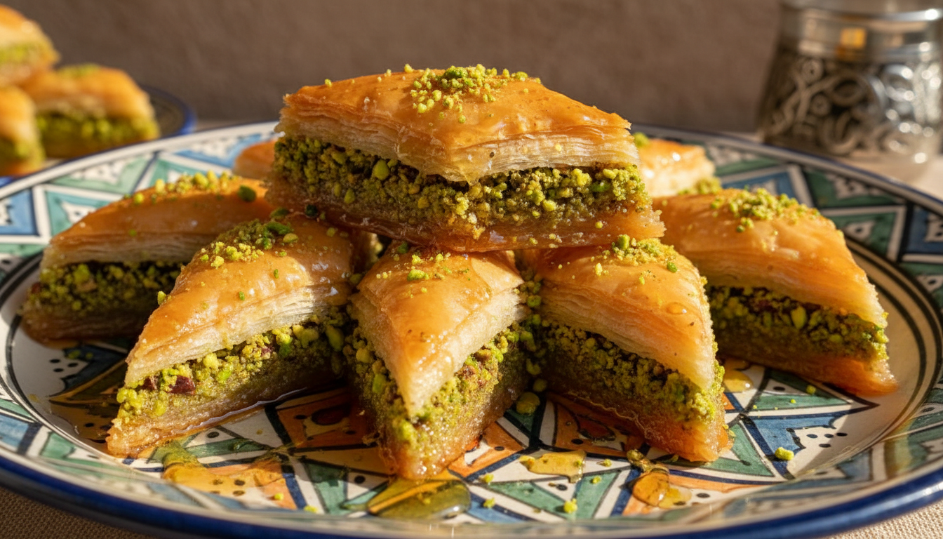 découvrez la recette gourmande des baklavas marocaines légères aux pistaches, une douceur délicieuse à savourer sans culpabilité. parfaites pour toutes les occasions !