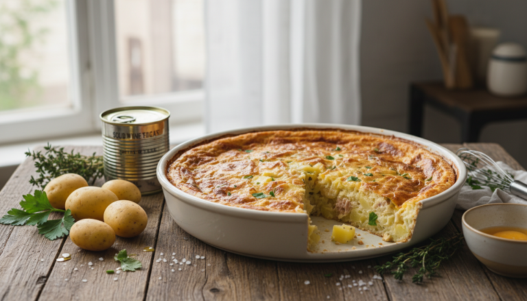 découvrez notre clafoutis fondant pommes de terre-thon, une recette rapide et savoureuse prête en seulement 5 minutes, parfaite pour changer des quiches classiques.