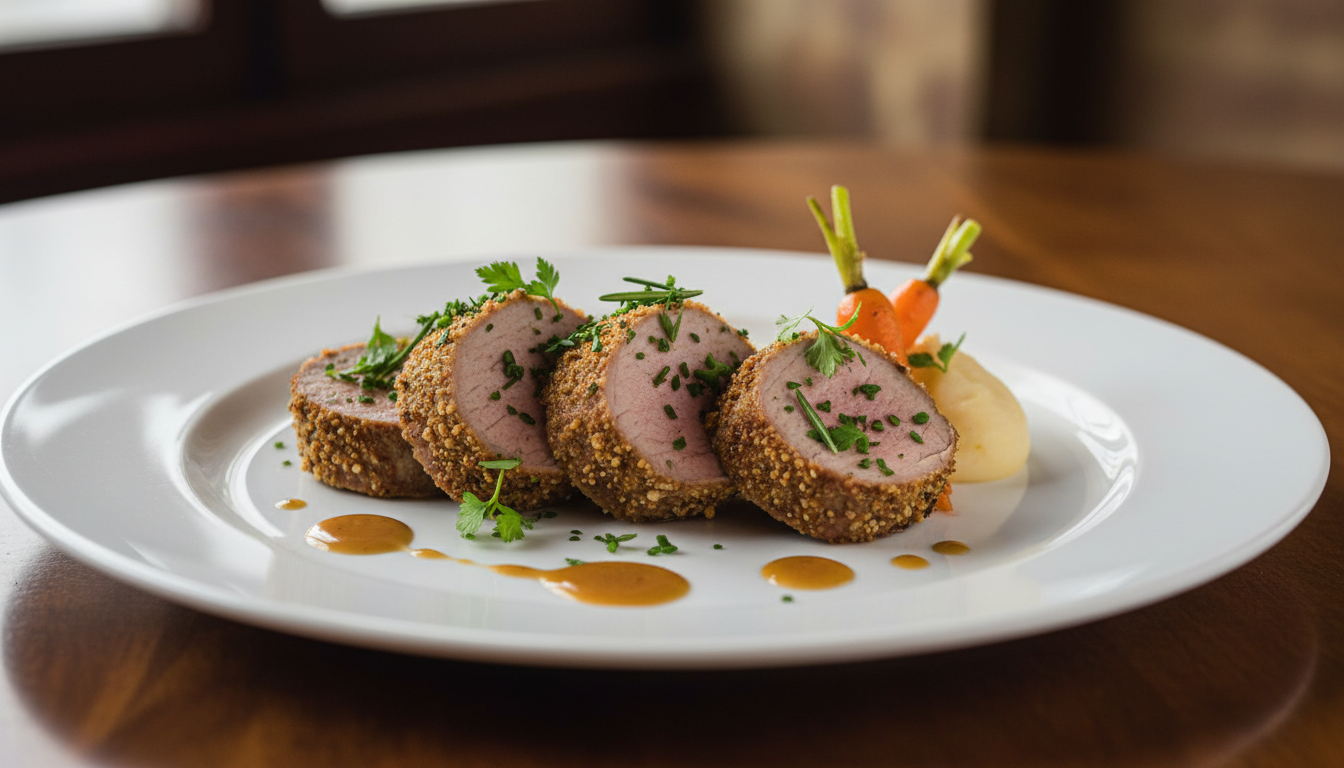 découvrez notre recette raffinée de filet mignon de porc en croûte de noisettes et herbes, parfaite pour transformer le rôti du dimanche en un festin élégant et savoureux.