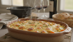 découvrez notre recette facile de gratin fondant aux pommes de terre, poireaux et carottes, un plat savoureux et doré à souhait, parfait pour réchauffer vos repas.