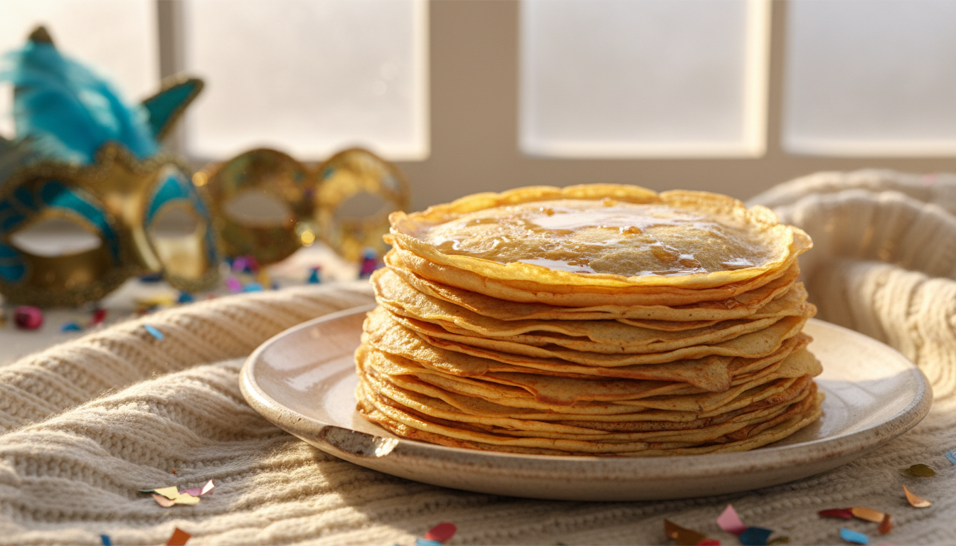 découvrez la recette des crêpes au beurre noisette de julie andrieu, une douceur légère parfaite pour réchauffer l’hiver et célébrer le carnaval avec gourmandise.