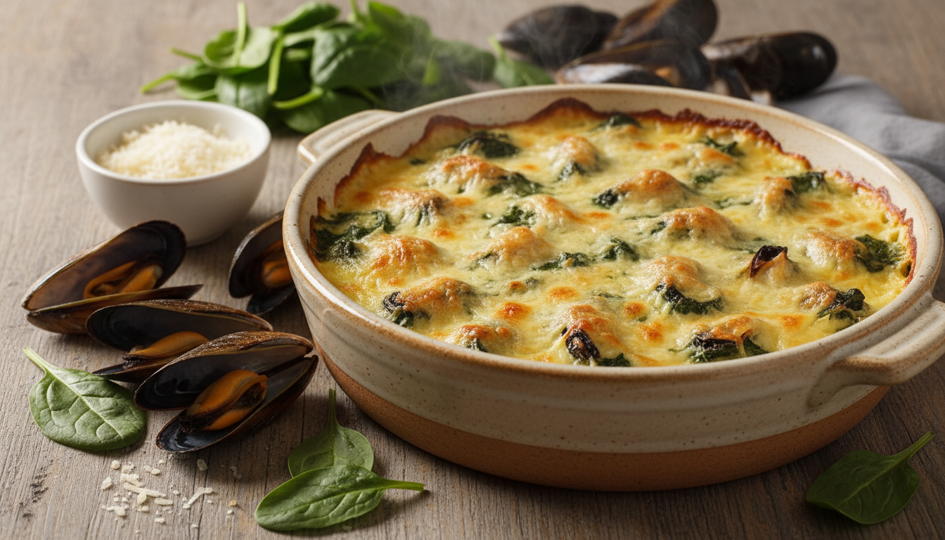 découvrez notre recette légère de moules et épinards en gratin, un plat savoureux et sain pour se faire plaisir sans culpabilité.