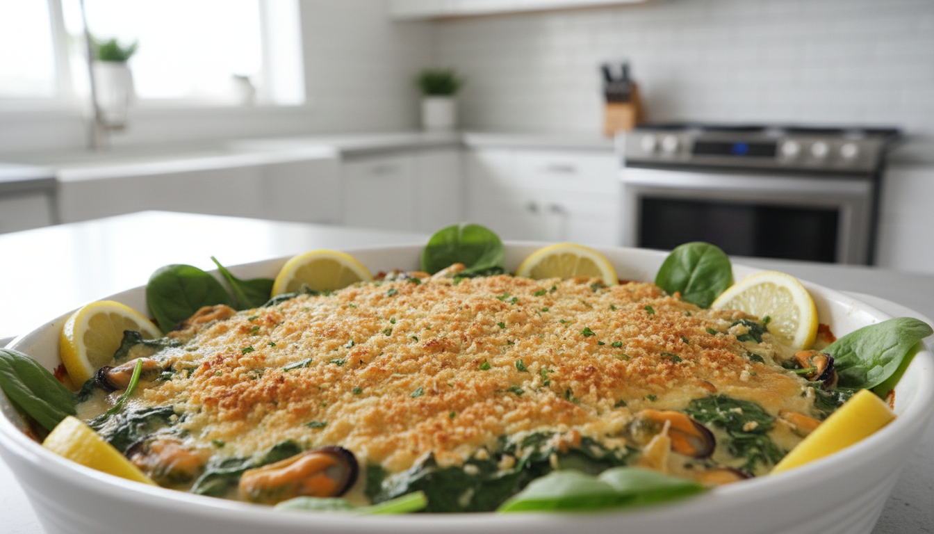 découvrez notre recette de moules et épinards en gratin léger, alliant saveurs et légèreté pour un repas gourmand sans culpabilité.