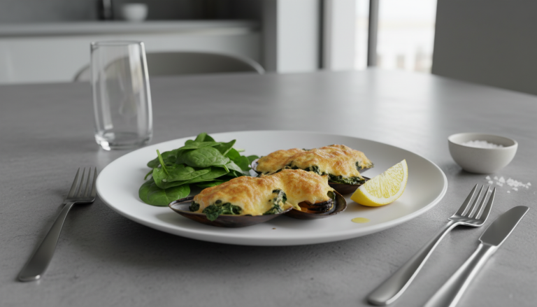 découvrez la recette légère de moules et épinards en gratin, idéale pour un repas savoureux et sain sans culpabilité.