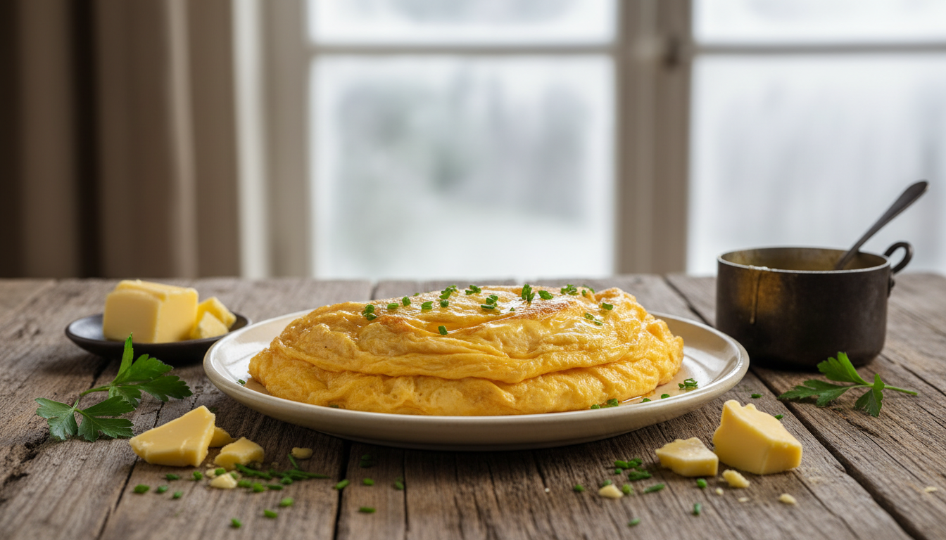 découvrez notre recette simple et rapide d'omelette au beurre normand, un plat savoureux qui réchauffe vos journées d’hiver avec une touche gourmande et traditionnelle.